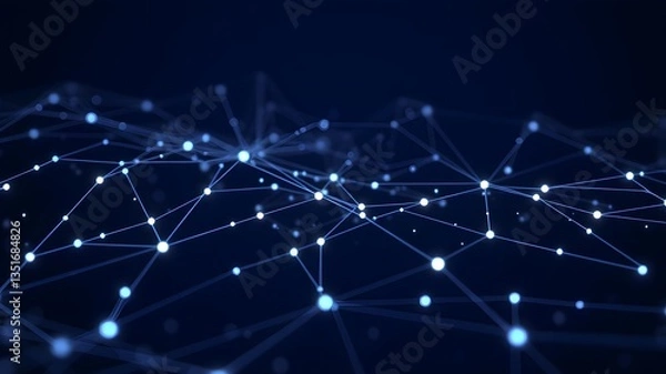 Fototapeta Data technology background. Abstract background. Connecting dots and lines on dark background. 3D rendering. 4k