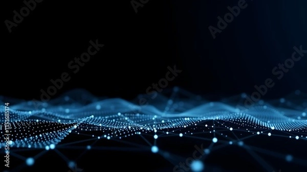 Obraz Data technology background. Abstract background. Connecting dots and lines on dark background. 3D rendering. 4k