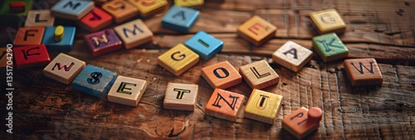 Obraz Engaging crossword puzzle in a lively setting displaying an intriguing word game