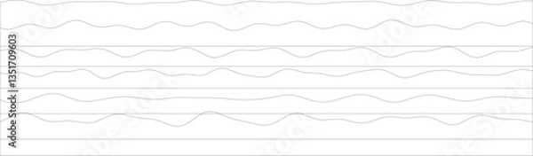 Fototapeta Abstract minimalist wave patterns on a white background with horizontal lines.