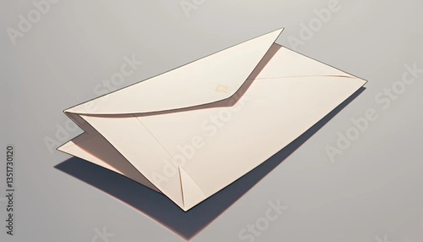 Fototapeta Cream Envelope on Gray Surface: Minimalist Still Life