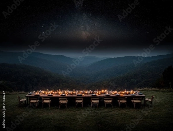 Obraz Elegant outdoor dinner under a starry sky.