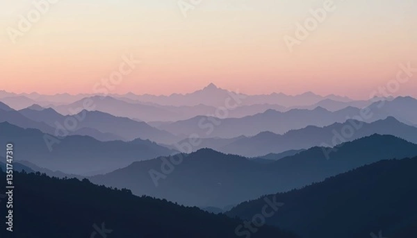 Fototapeta Breathtaking sunrise over layered mountains majestic landscape nature photography serene environment distant viewpoint tranquil concept for outdoor enthusiasts