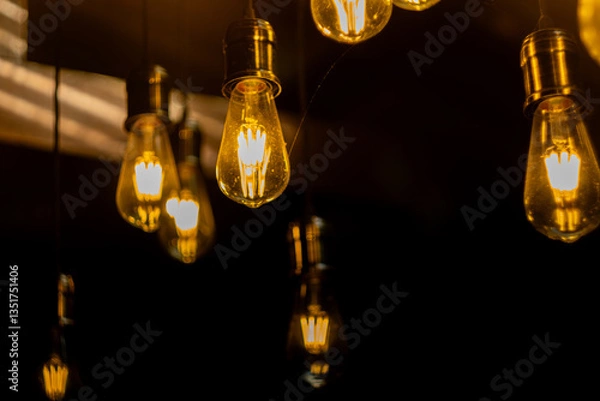 Fototapeta Close-up shot of light bulbs found at Auberge St Aubin, Mauritius
