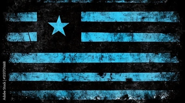 Fototapeta A distressed flag design with stripes and a star symbol