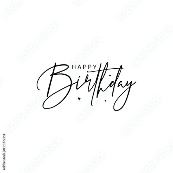 Obraz Elegant Happy Birthday Calligraphy Design for Celebratory Events, Greeting Cards, Invitations, and Party Decorations