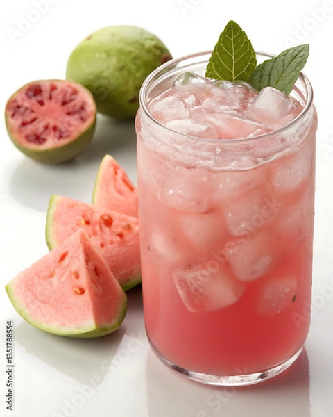 Obraz Refreshing watermelon juice, full of sweet and hydrating flavor | Jugo de sandía refrescante, lleno de sabor dulce e hidratante A Refreshing, Tropical Blend of Sweet Guayaba and Juicy Watermelon 