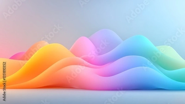 Fototapeta Abstract Rainbow Hills: A vibrant digital landscape of colorful, flowing hills creating a serene and dreamy atmosphere.