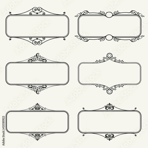 Fototapeta Set of calligraphic frames vector illustration