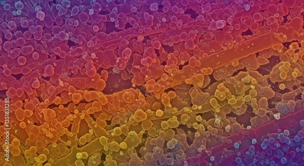 Fototapeta Colorful microscopic view of cellular structures in detl 