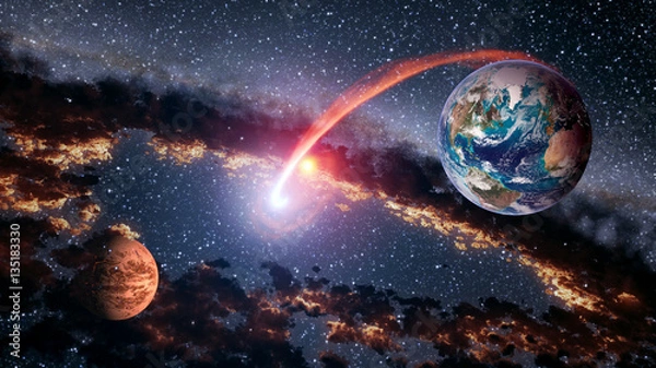Fototapeta Planeta kosmiczna Ziemia Mars uruchomienie astrologii układu słonecznego galaktyki wszechświat. Elementy tego zdjęcia dostarczone przez NASA.
