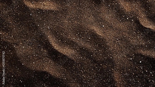 Fototapeta Dark sand texture, wind-blown ripples, desert background, design element