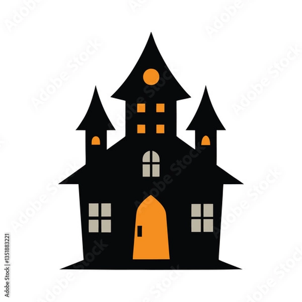 Fototapeta Halloween Spooky House Icon – Vector Illustration, Haunted Mansion Silhouette