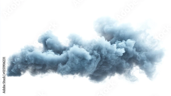 Fototapeta Isolated cloud formation with shades of gray and blue against a white background in a studio shot