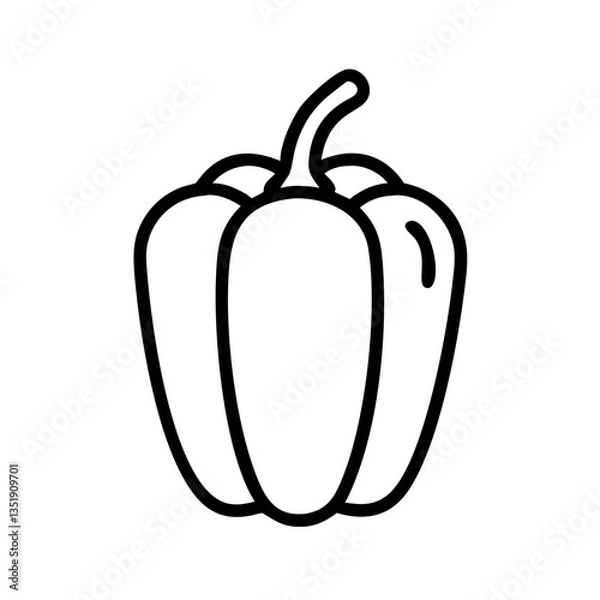 Obraz Bell Pepper Illustration in Line Art Style on Clear Background  