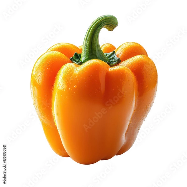 Obraz Single orange bell pepper isolated on white background