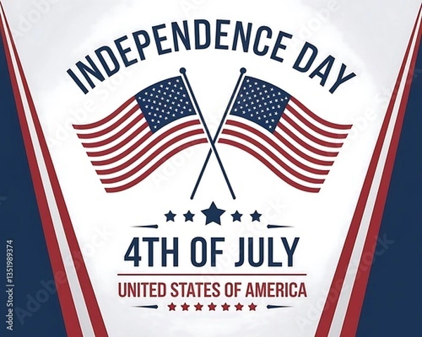 Obraz Happy 4th of July Independence Day Celebration with American Flags Event and Social Media Graphics