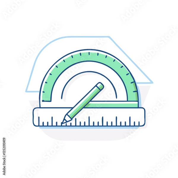 Fototapeta Protractor icon, symbol of precise measurements and geometry
