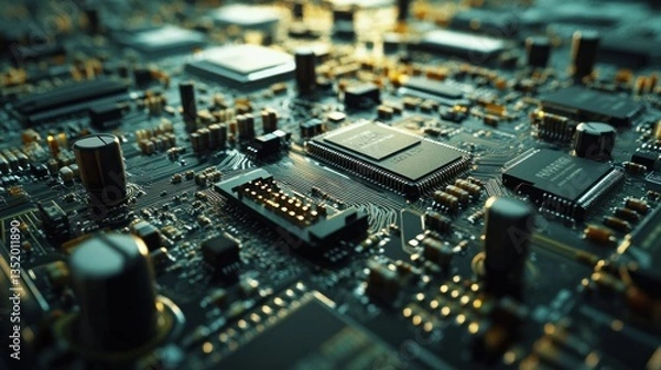 Obraz Close-up circuit board, intricate electronic components