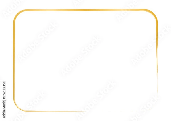 Fototapeta 毛筆手書き風の金色の角丸四角フレーム