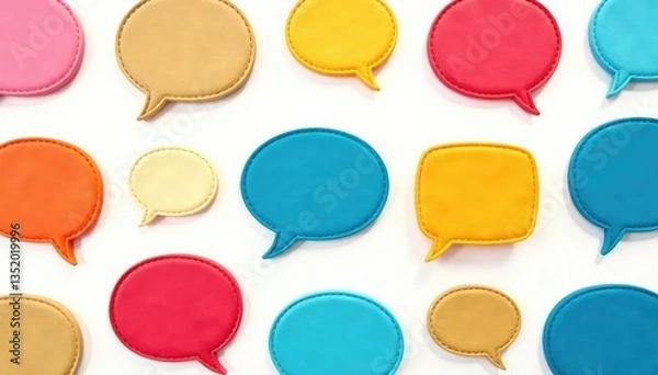 Fototapeta Seamless pattern of colorful speech bubbles on white background, style, backdrop