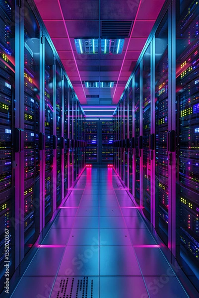 Obraz Illustration of Modern Server Room Denoting Web Service Standards