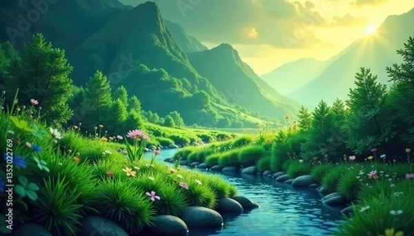 Obraz Subtle nature-inspired design repeating infinitely, pattern, backgrounds