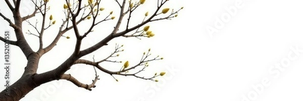 Obraz Thick, sturdy branches against a stark white backdrop, organic, natural, texture