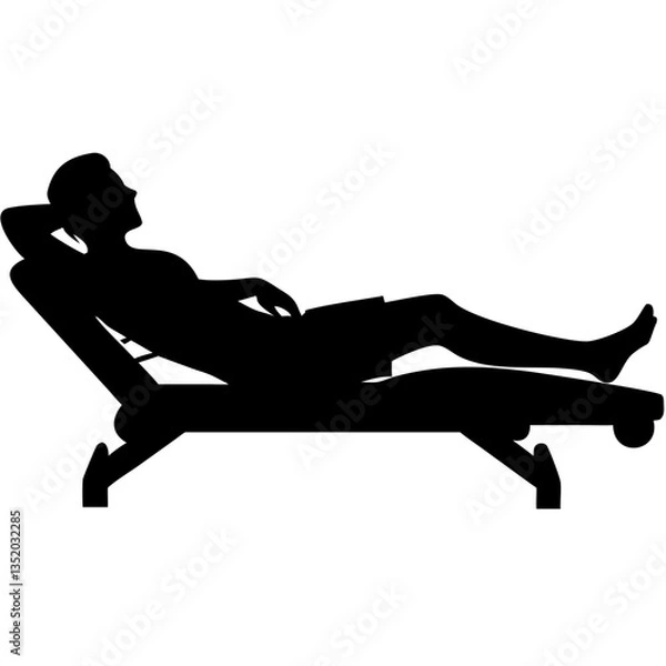 Obraz Relaxing Beach Lounger Silhouette Vector for Summertime Designs and Vacation Themes