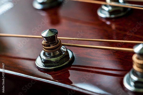 Fototapeta Closeup Of Part Of Acoustic Guitar Shallow Depth Of Field