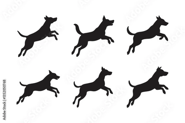 Fototapeta outline dog jumping vector silhouette