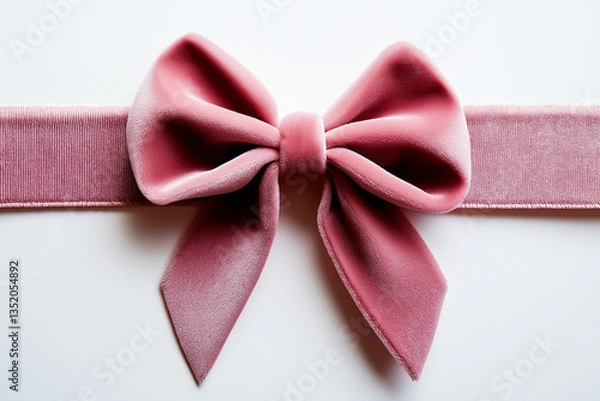 Obraz A pink velvet bow on a white background
