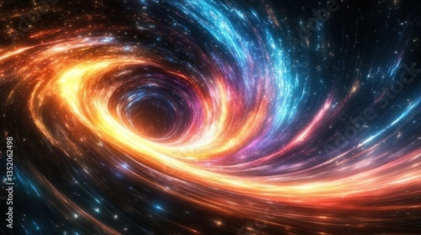 Fototapeta An abstract digital art image of a celestial swirling vortex