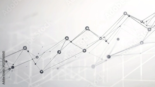 Fototapeta Abstract network of lines and dots on a white background creating a complex interconnected structure