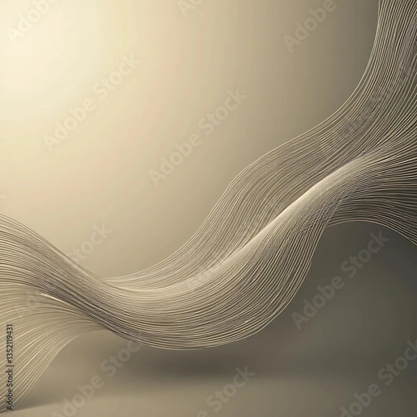 Obraz Elegant Beige Flowing Wireframe Wave Background