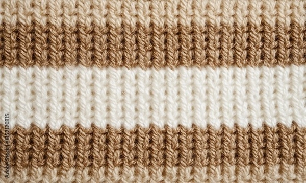Obraz Close-up view of a knitted fabric texture stripes. Cozy wool yarn pattern perfect for backgrounds