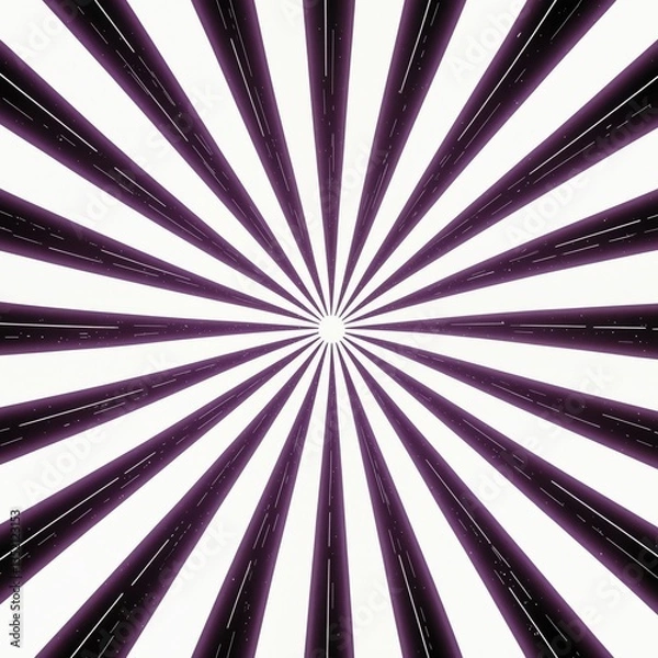 Obraz A stark white background is dominated by radiating purple and black stripes