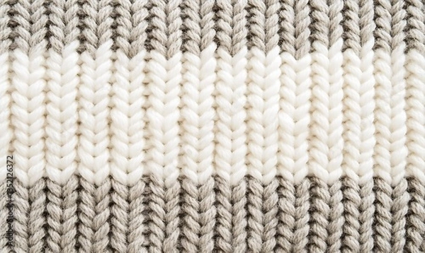 Obraz Close-up view of a knitted fabric texture stripes. Cozy wool yarn pattern perfect for backgrounds