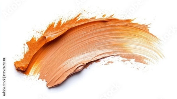 Obraz Vibrant Orange Makeup Stroke on White Background, Displaying Beauty Products and Cosmetic Applications for Creative Projects and Advertising Needs