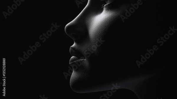 Fototapeta Profile silhouette in dramatic lighting.