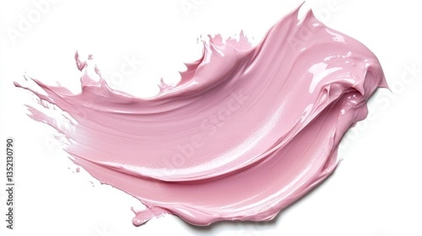 Obraz Soft Pink Paint Swirl on a White Background Perfect for Beauty, Art, and Creative Design Projects Showcasing Elegant Color and Texture Variety