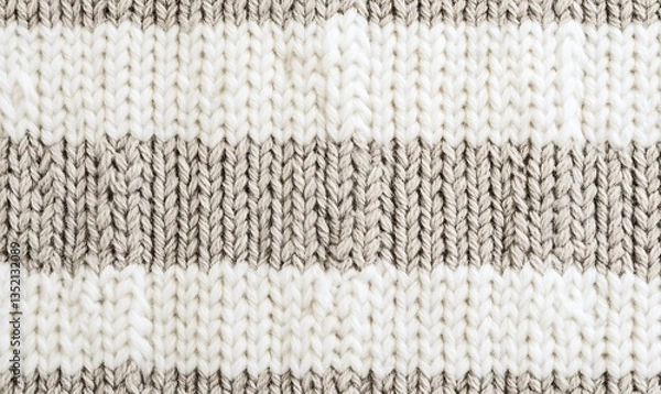 Obraz Close-up view of a knitted fabric texture stripes. Cozy wool yarn pattern perfect for backgrounds