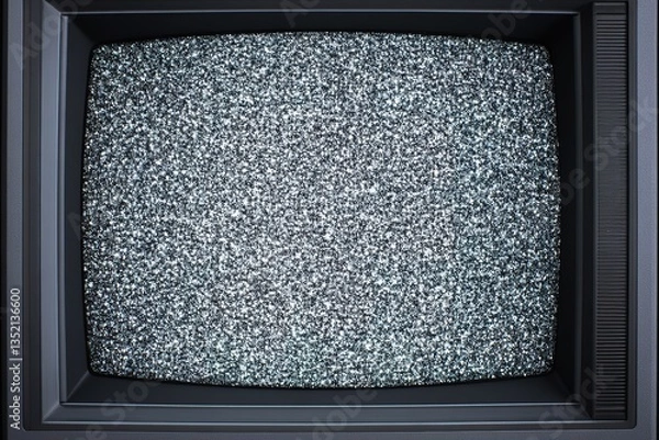 Fototapeta Vintage Television Static Screen No Signal, Retro CRT TV Noise Texture