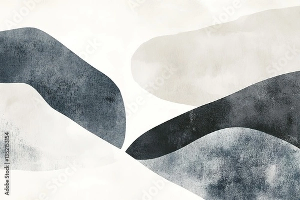 Fototapeta Abstract watercolor shapes in neutral hues create a serene and modern composition