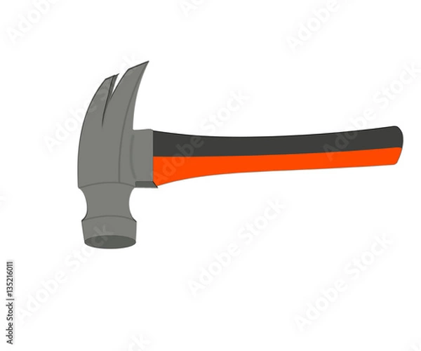 Obraz flat gray icon with a hammer without a background. workhouse equipment
