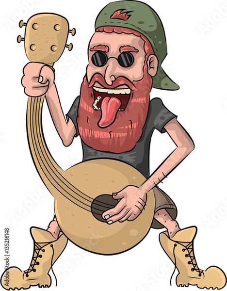 Obraz Funny man singing at mandolin 2