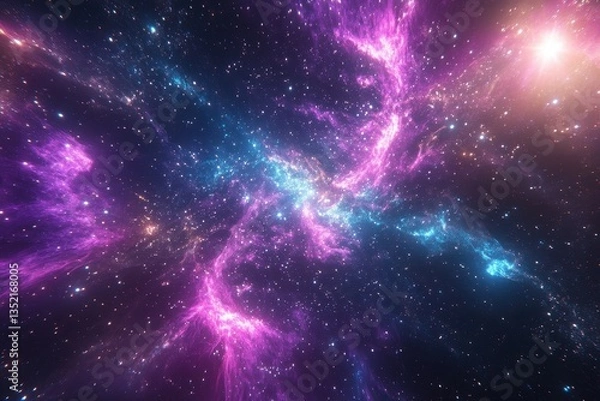 Obraz A stunning artistic depiction of a colorful cosmic nebula