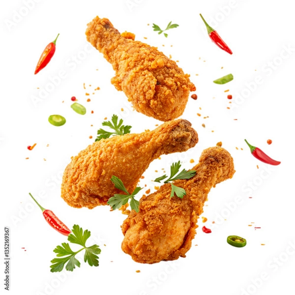 Fototapeta fried chicken legs on a transparent background
