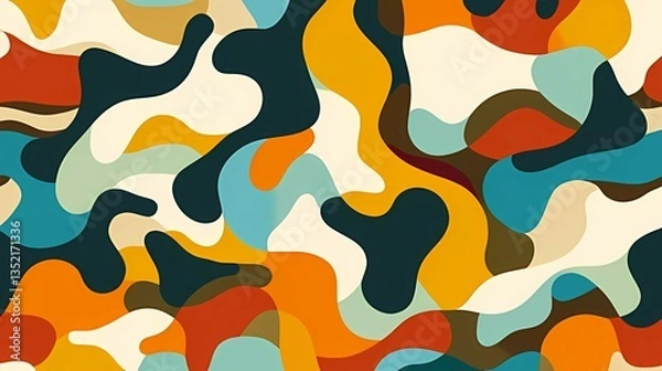 Fototapeta Abstract Shape Pattern with Overlapping Organic Forms in Warm Colors
