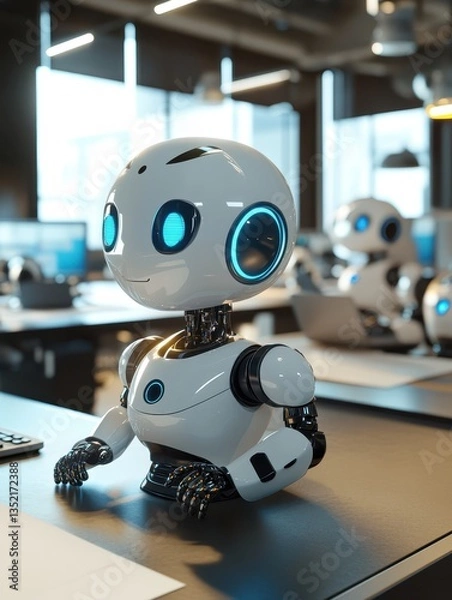 Fototapeta Robot with Office Desk